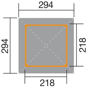 Grundriss Weka Holz-Pavillon Paradies, 218x218 cm, imprägniert, Maße