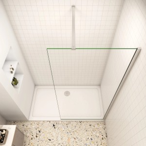 AICA Walk-In Dusche, 110x200cm, 8mm ESG Glas mit Nano-Beschichtung und Stabilisator. Duschabtrennung ohne Duschwanne.