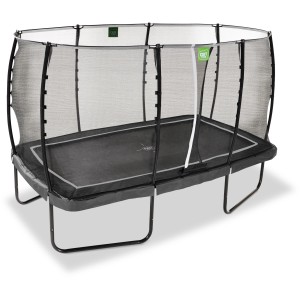Schwarzes EXIT Allure Classic Gartentrampolin, 214 x 366 cm, mit Sicherheitsnetz und Fußschutzsystem.