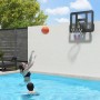 SPORTNOW Basketballkorb schwarz an Wand über Pool. Kinder spielen. Stahl, Kunststoff, bruchsichere Rückwand.