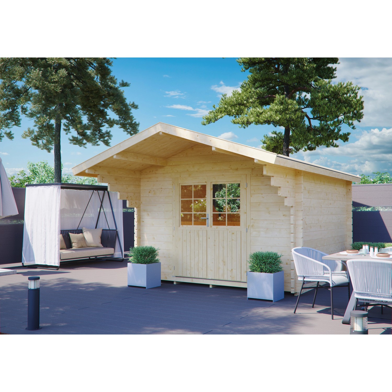 Kiehn-Holz Holz-Gartenhaus KH 44-001 Unberührt 300 cm x 300 cm günstig online kaufen