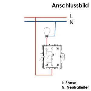 Anschlussbild für ChiliTec Feuchtraum Schalter/Steckdose mit Phase (L) und Neutralleiter (N).