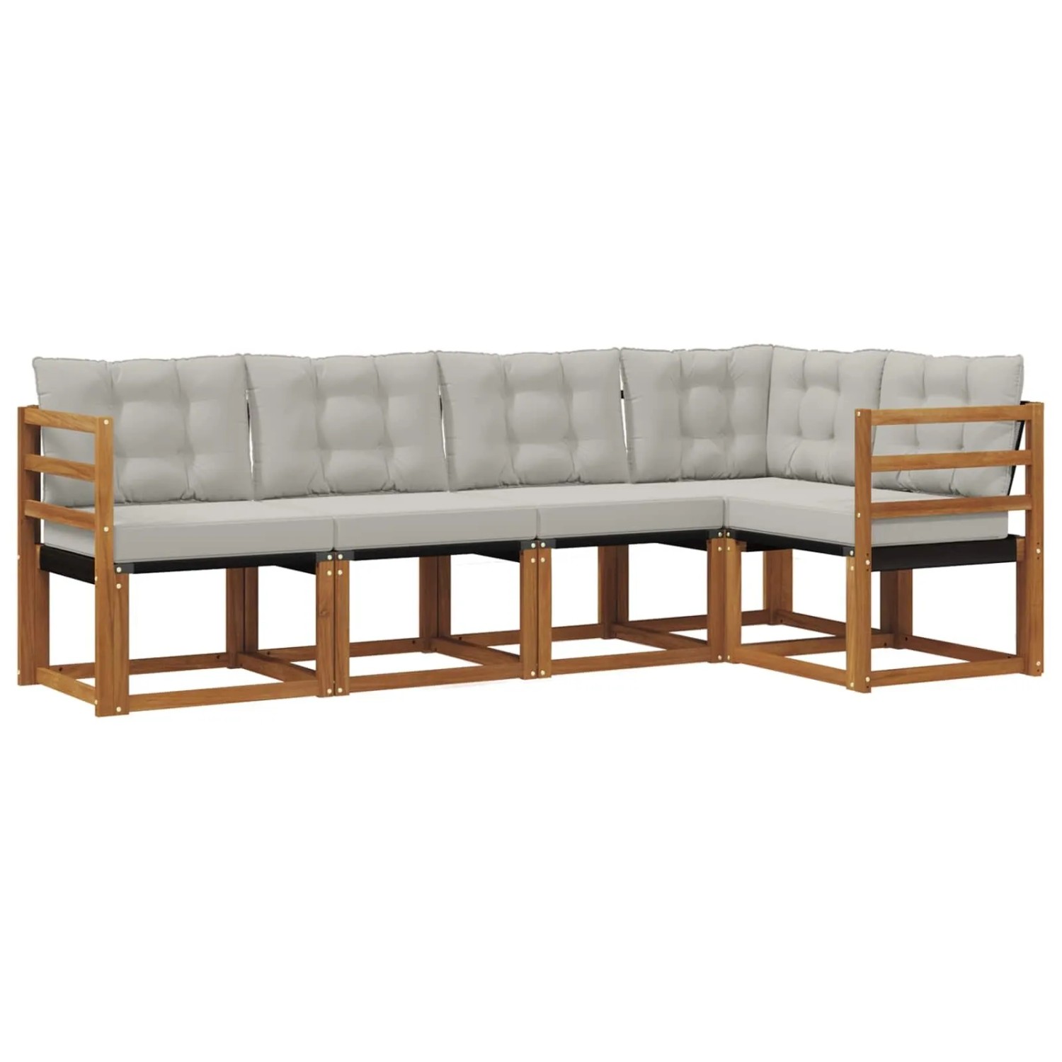 vidaXL Outdoor-Sofagarnitur mit Kissen 5-Tlg Natur und Hellgrau 3368654