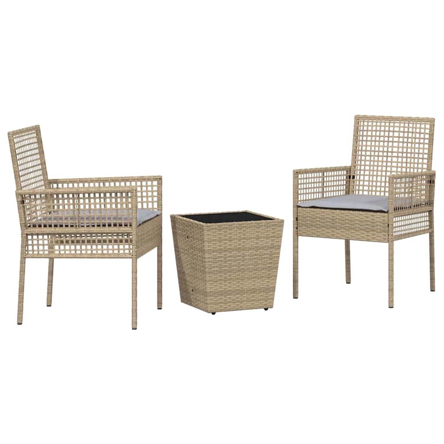 vidaXL Garten Bistro Set 3-Tlg Beige Poly Rattan 3334958