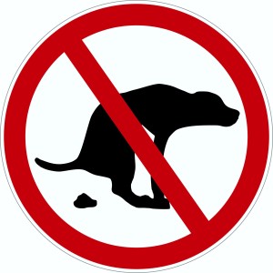 Türschild Hundekot verboten, Ø 9,5 cm, roter Kreis mit durchgestrichenem Hund