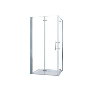 Duschparadies Duschkabine 100x100cm Duschabtrennung Duschtür Höhe 195cm Falttür 6mm Nano Glas Dusche Duschkabinen Eckeinstieg Pendeltür Verchromt