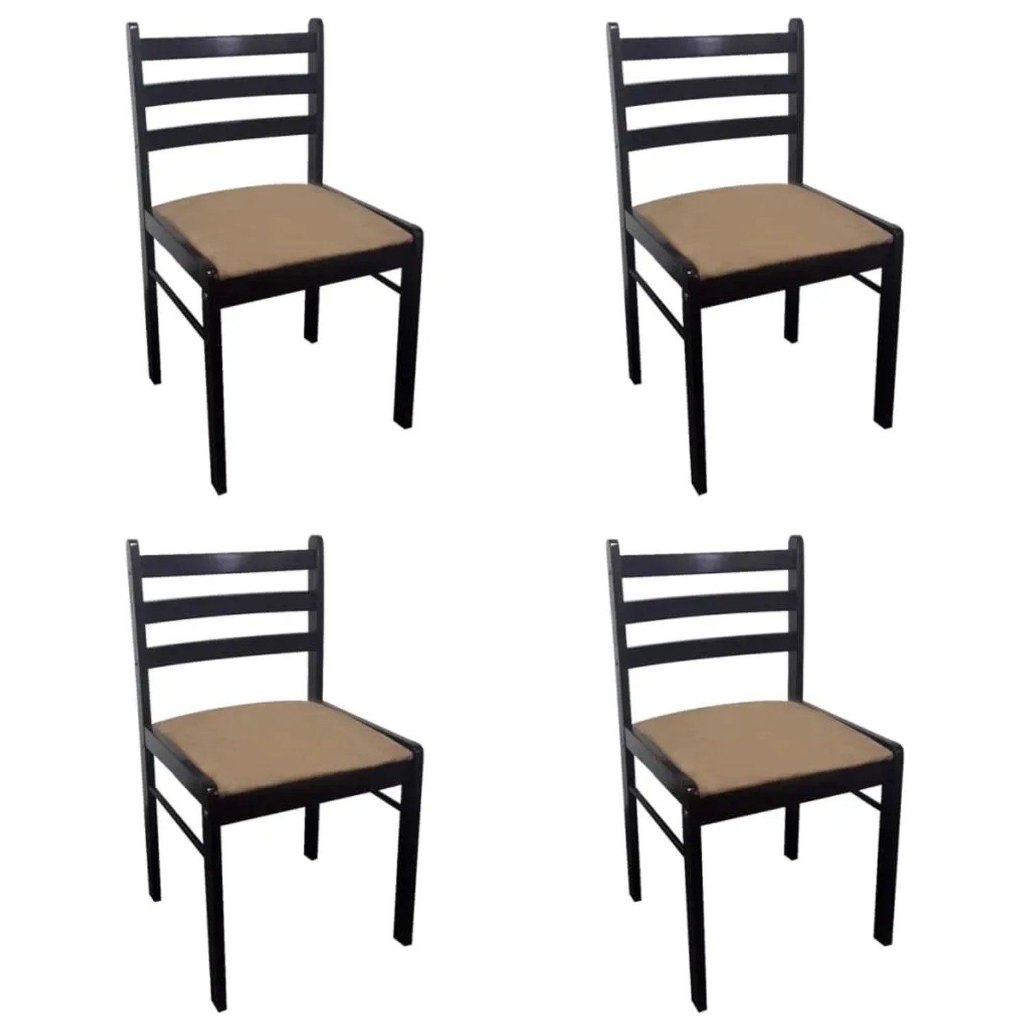 vidaXL Esszimmerstühle 4 Stk Braun Massivholz Gummibaum und Samt 242029