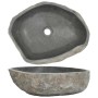 DELUKE Naturstein Waschbecken Oval Flussstein Aufsatzwaschbecken Waschschale Waschtisch Handwaschbecken Oval 45-53cm