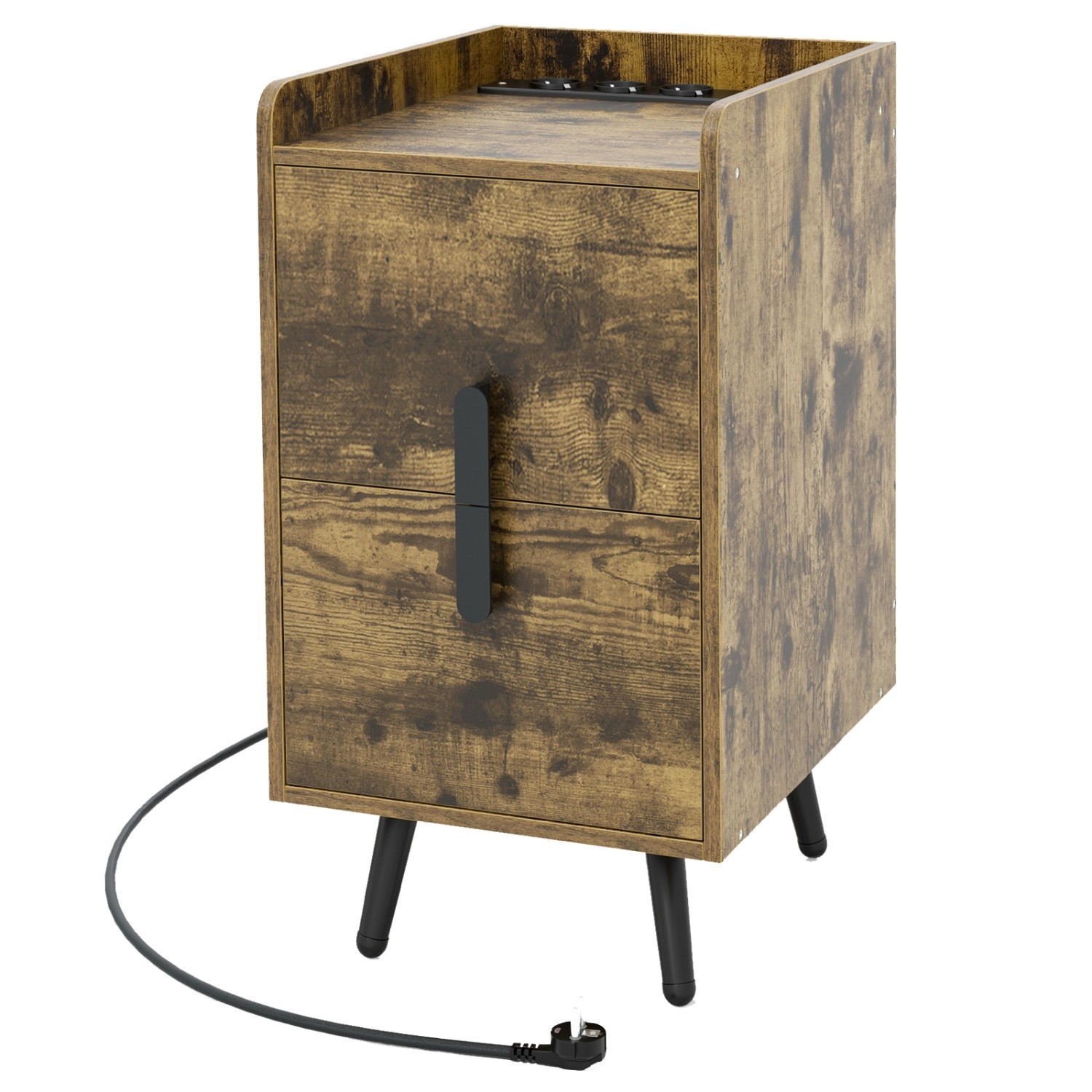 Costway Nachttisch mit Ladestation 32 x 40 x 60 cm Braun günstig online kaufen