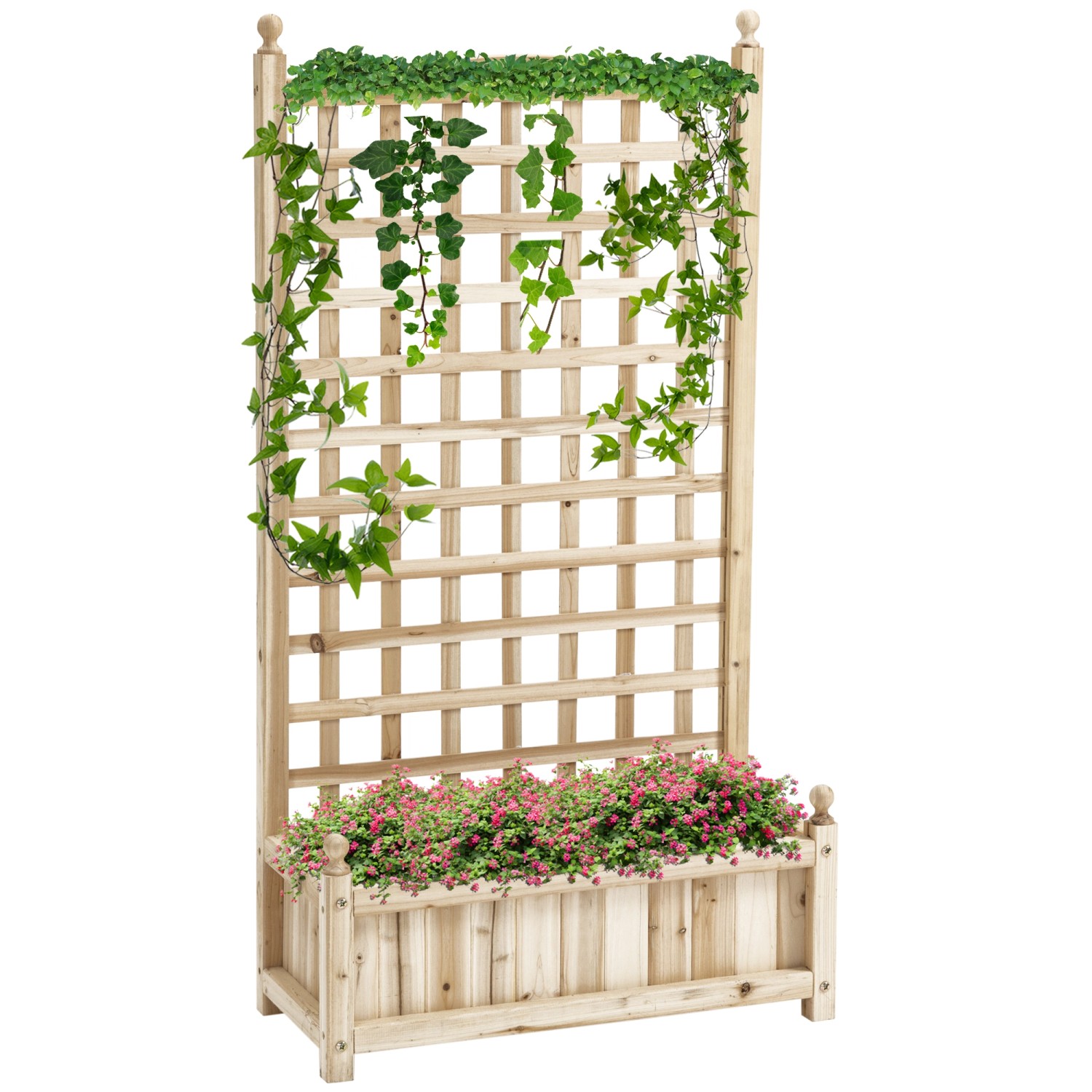 Outsunny Garten-Bett Tannenholz Naturholz 64L x 28B x 120H cm günstig online kaufen