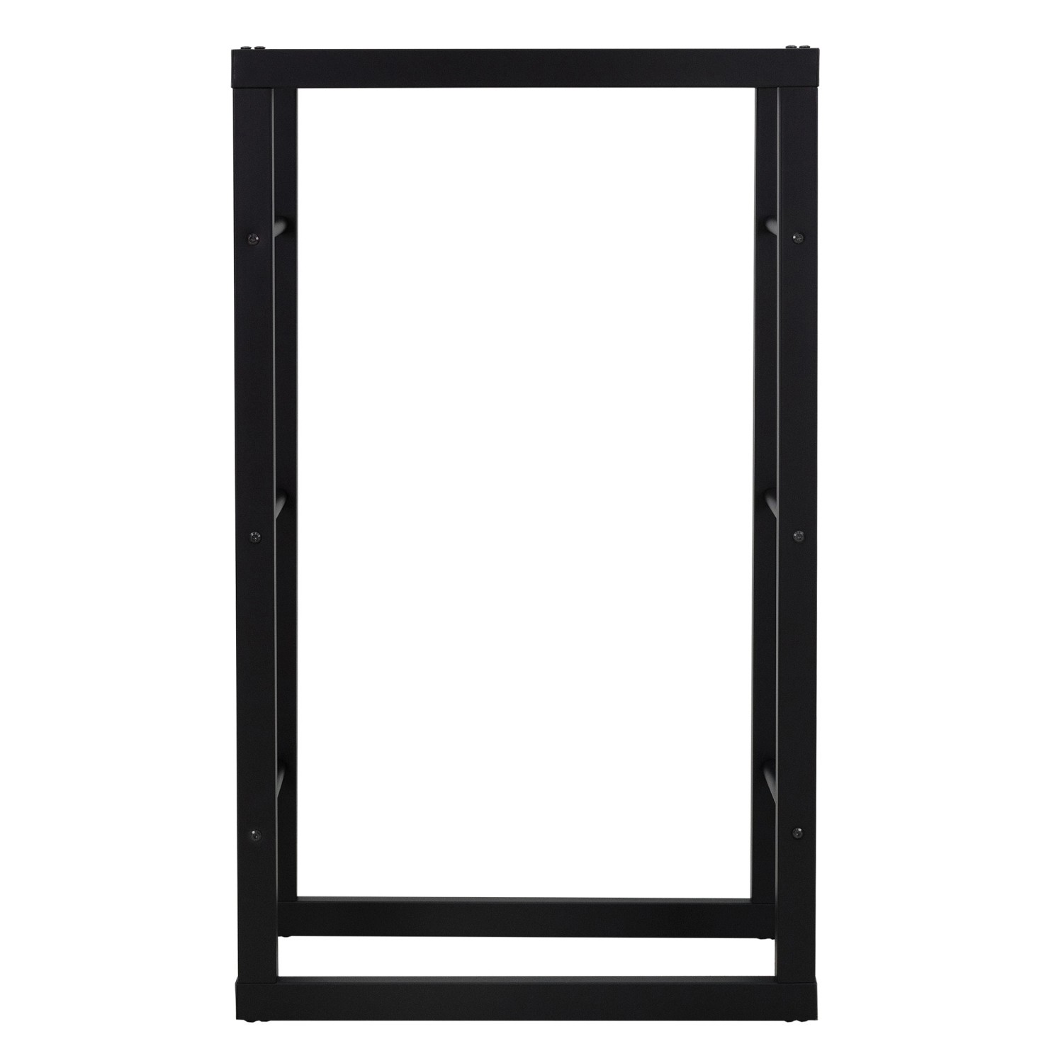 Schwarzes, rechteckiges Kaminholzregal (60x100x25cm) von ML-Design aus Metall für Innen und Außen.