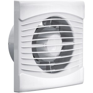 Weißer Badventilator Ø 100 mm mit Nachlaufzeit für Bad, Küche & WC.