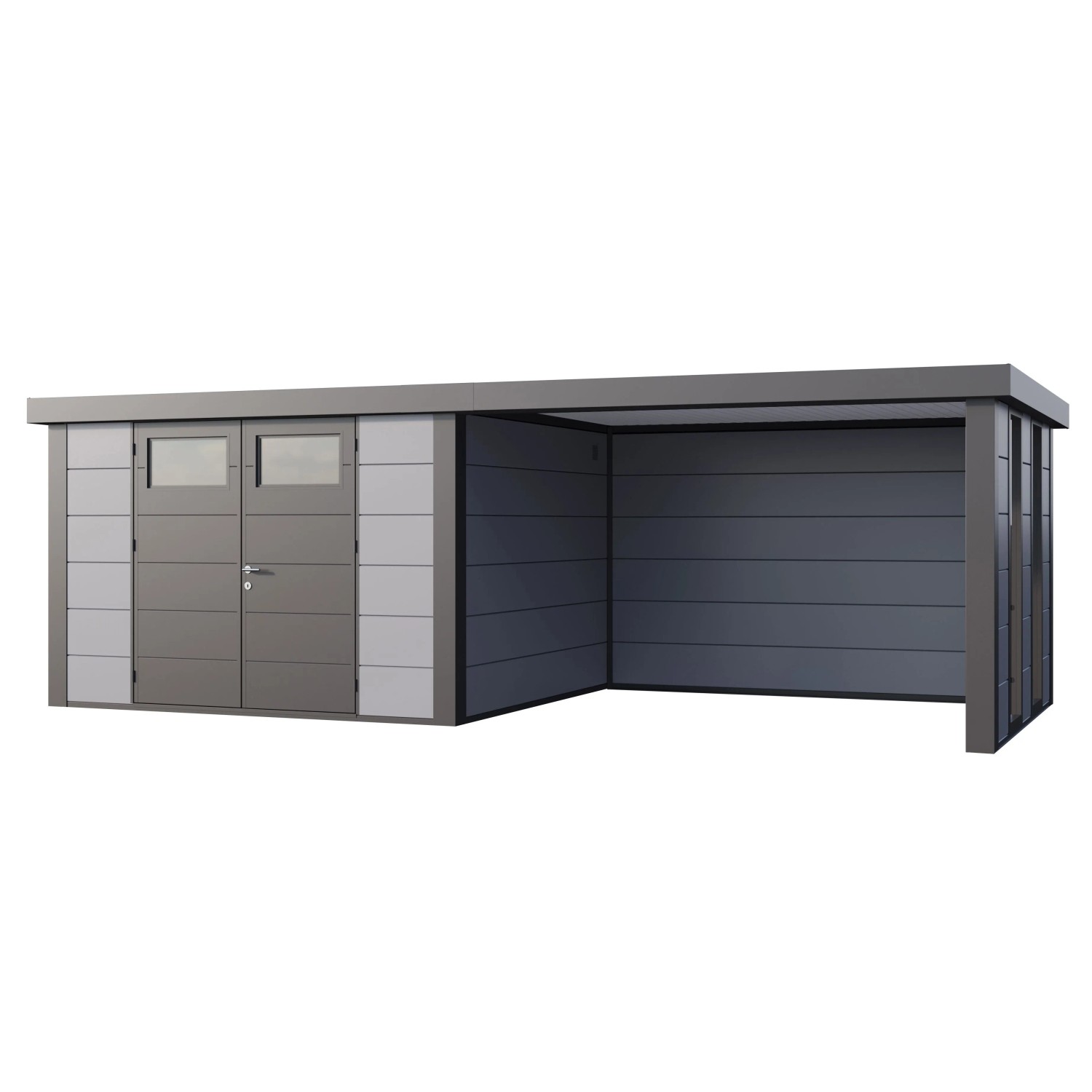 Gerätehaus Classico 3330 mit Lounge L Rechts m. Fenster 672 cm x 298 cm Hel günstig online kaufen