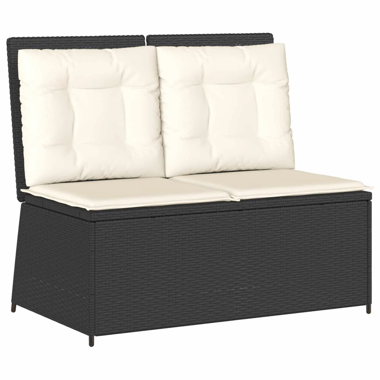 Furnicato Gartenbank Schwarz Poly Rattan