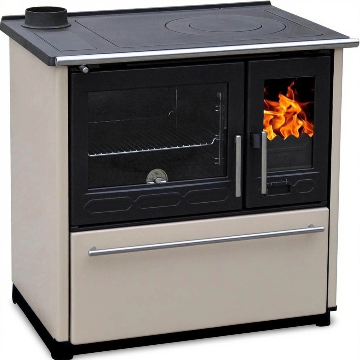 Plamen Küchenofen Holzherd 850 Glas Creme Linke Version und 8 kW günstig online kaufen