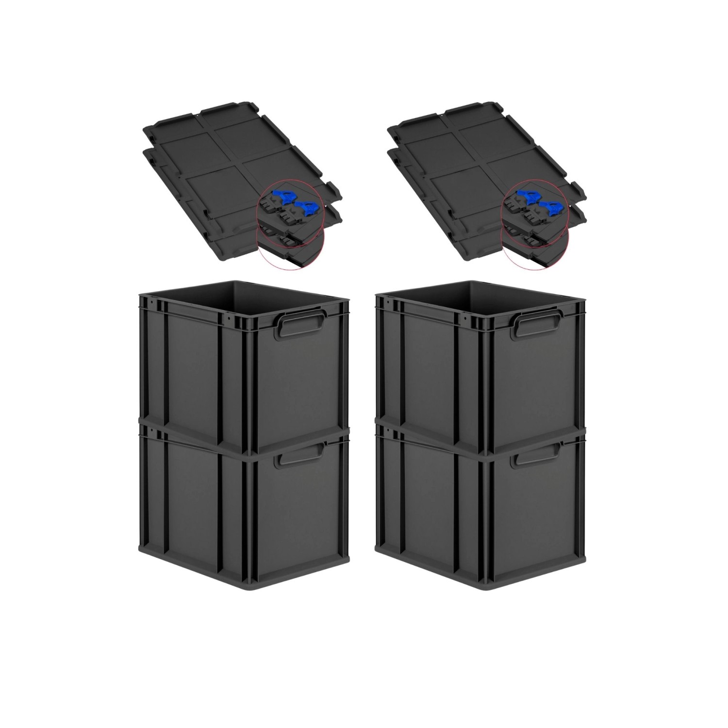 PROREGAL SuperSparSet 4x Eurobox Nextgen Grip Mit Scharnierdeckel Und Blaue günstig online kaufen