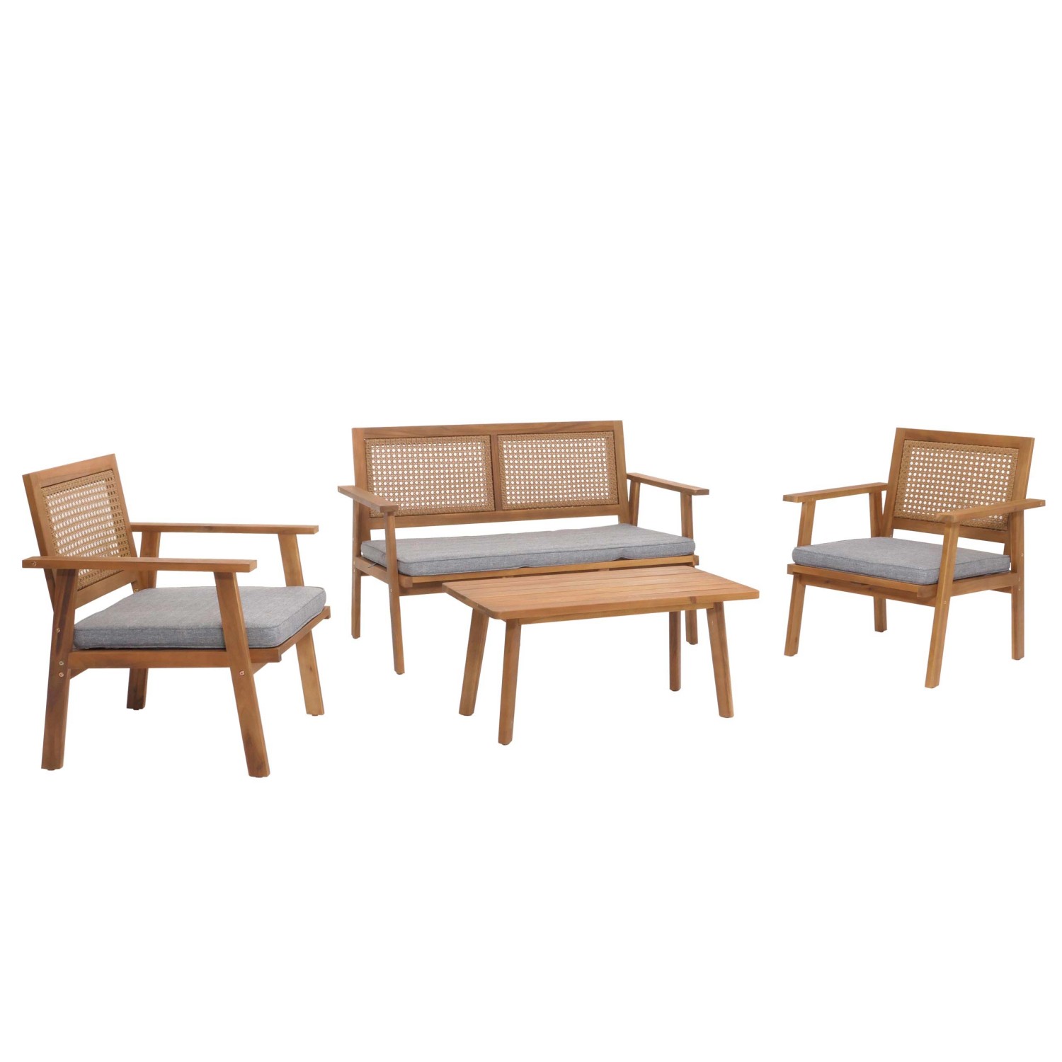 MCW Garten-Garnitur MVG-N46 4-teilig Kissen Grau günstig online kaufen