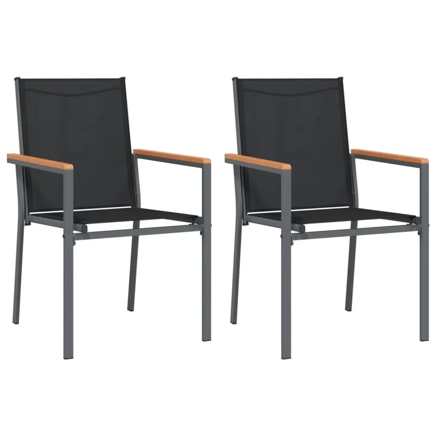 Furnicato Gartenstühle 2 Stk Schwarz 55x615x90 Cm Textilene Und Stahl