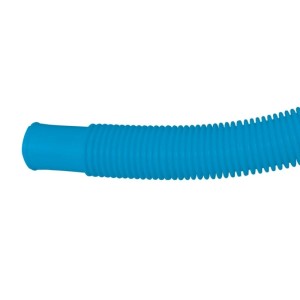 Blauer, geriffelter Poolschlauch 32mm für Poolfilteranlage, mit glattem Anschluss.