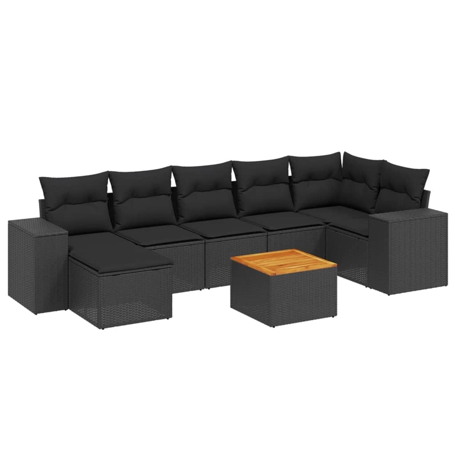 vidaXL 8-tlg Garten-Sofagarnitur mit Kissen Schwarz Poly Rattan Modell 177