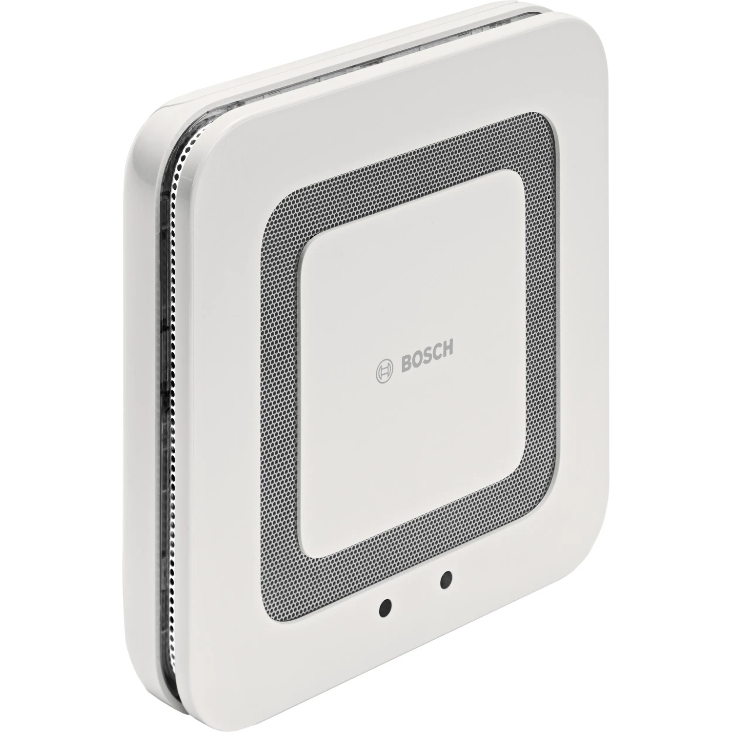 Bosch Smart Home Rauchmelder Twinguard mit Luftgütesensor, weiße quadratische Form.
