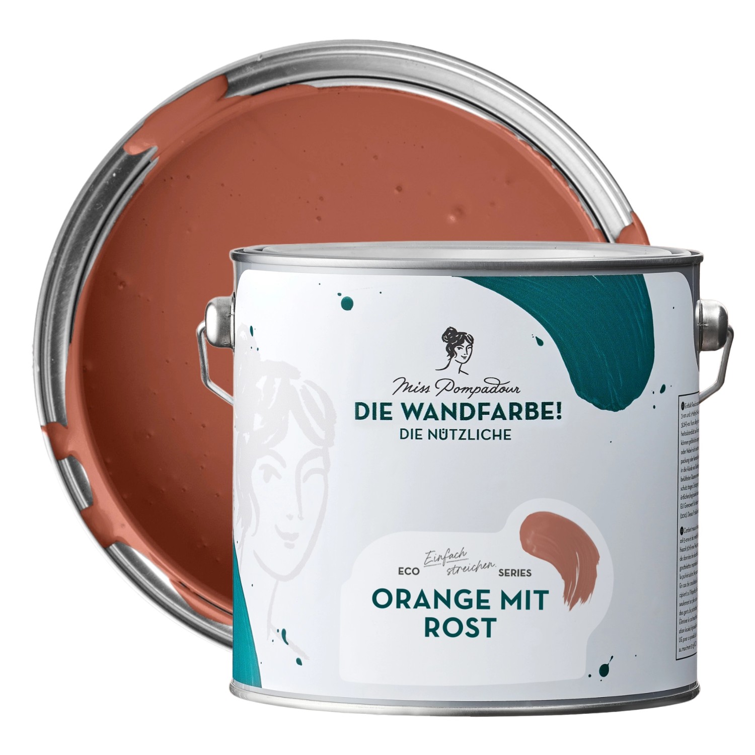 MissPompadour Abwaschbare Wandfarbe Orange mit Rost 2,5L Hochdeckend Scheuerbeständig
