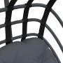 Detailaufnahme Hängesessel Ei-Design, anthrazitfarben mit Stahlgestell und Sitzkissen.