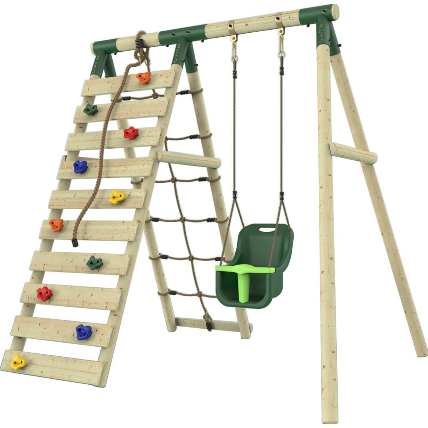 Rebo Klettergerüst Schneehase Babyschaukel Kletterwand Dunkelgrün