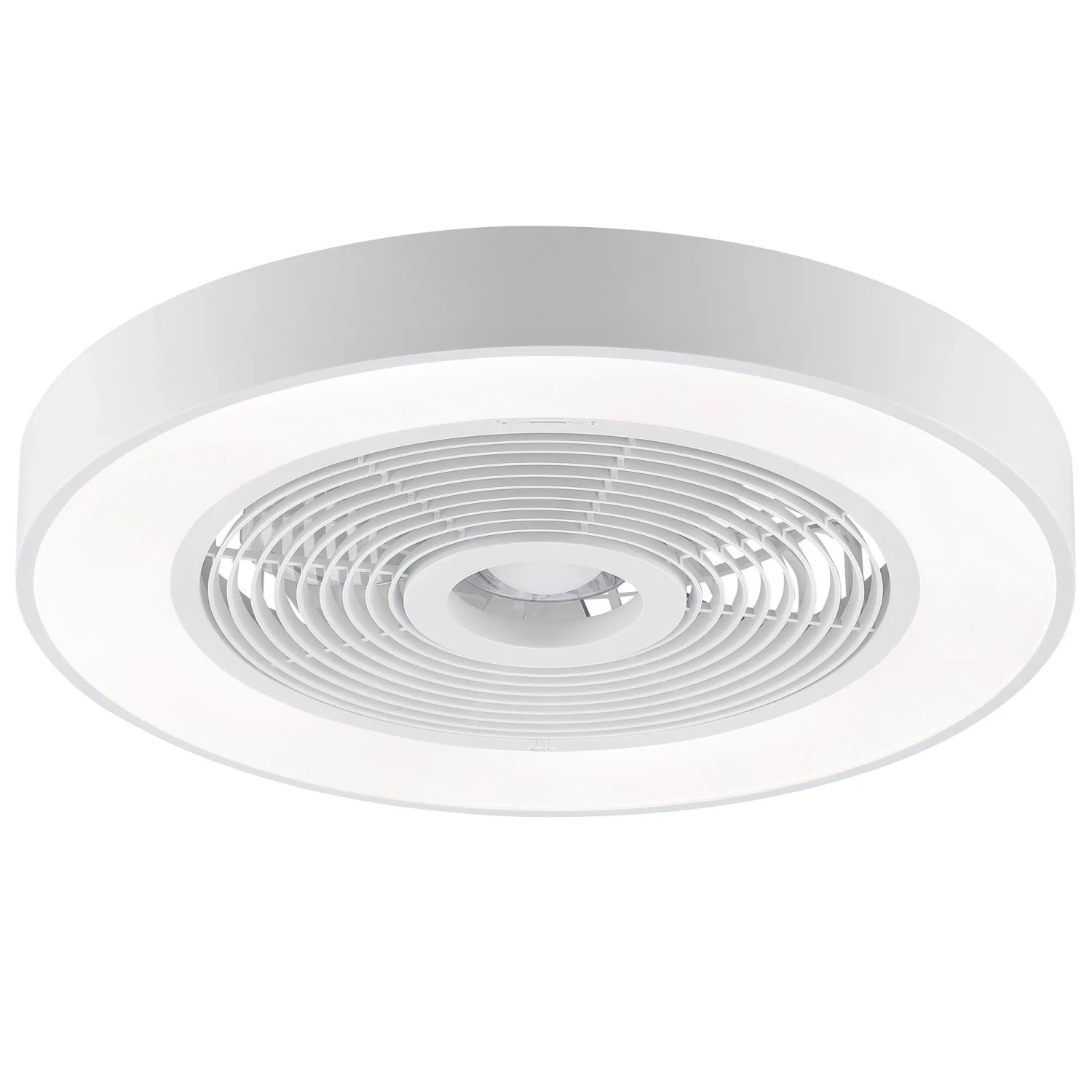 Weiße LED-Deckenleuchte Catania mit Ventilator, Ø 48,6 cm. Moderne Deckenlampe für Wohnräume.