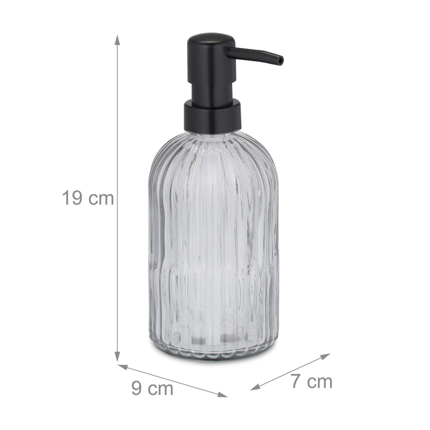 Relaxdays Seifenspender 3er Set Glas Transparent Nachfüllbar 19 x 9 x 7 cm_4