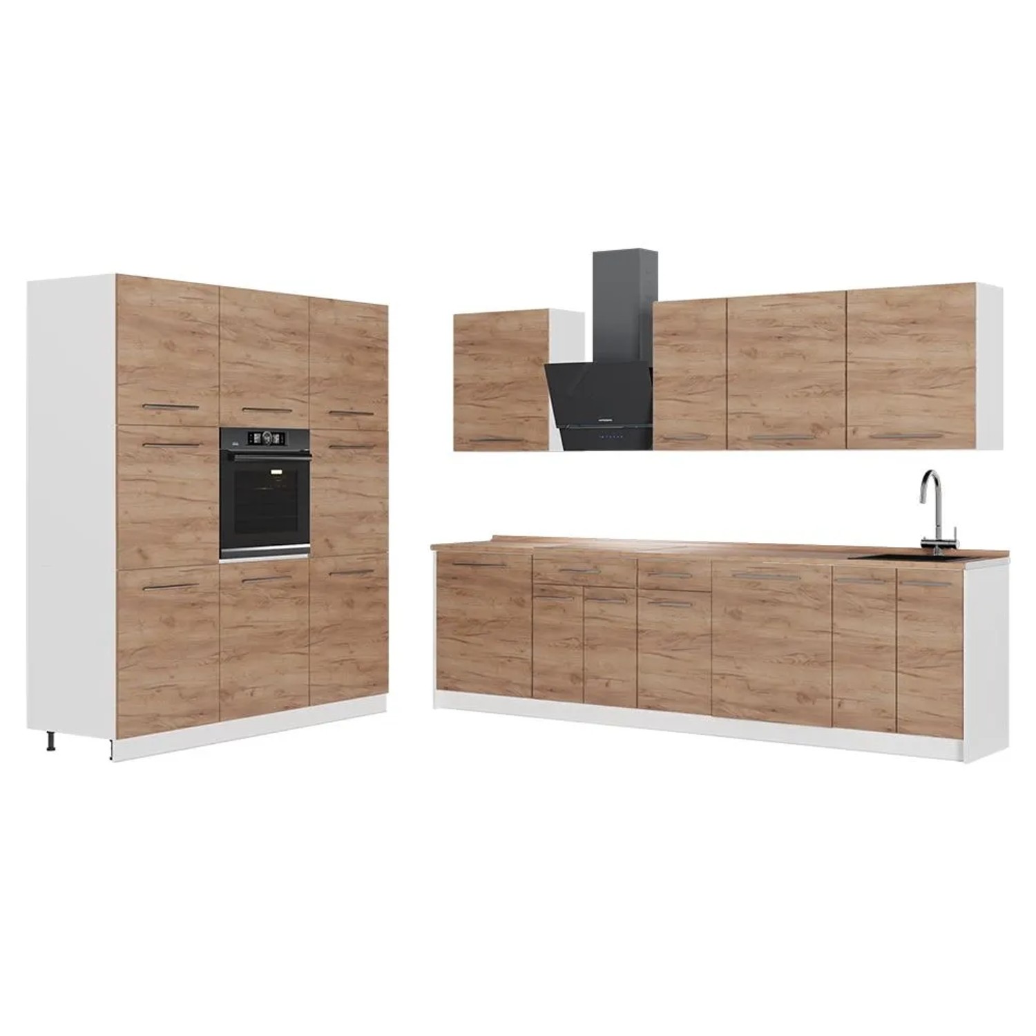 Vicco Küchenzeile Fame-Line Goldkraft Eiche/Weiß 460 x 207 Arbeitsplatte Goldkraft Eiche Art Nr 62931