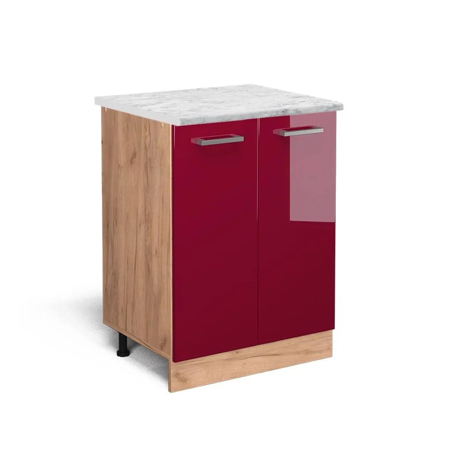 Vicco Küchenunterschrank R-Line Rot Hochglanz 60 x 82 AP Marmor Opt6