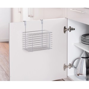 Wenko Einhängekorb Groß, Chrom, 24x15x24,5cm, zur Montage an Schranktür oder Schublade.