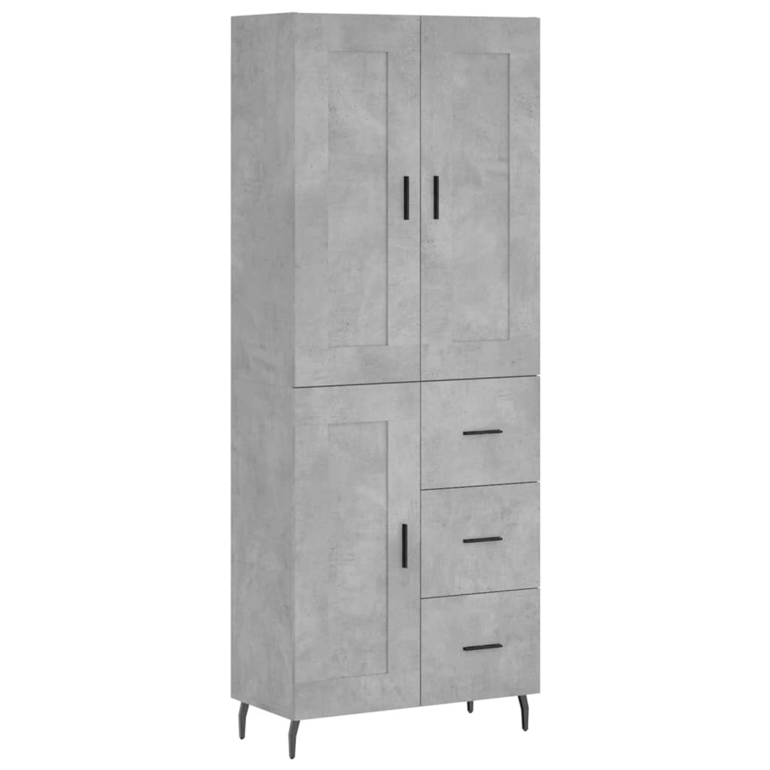 vidaXL Highboard Betongrau 69,5x34x180 cm Holzwerkstoff 3200021 günstig online kaufen