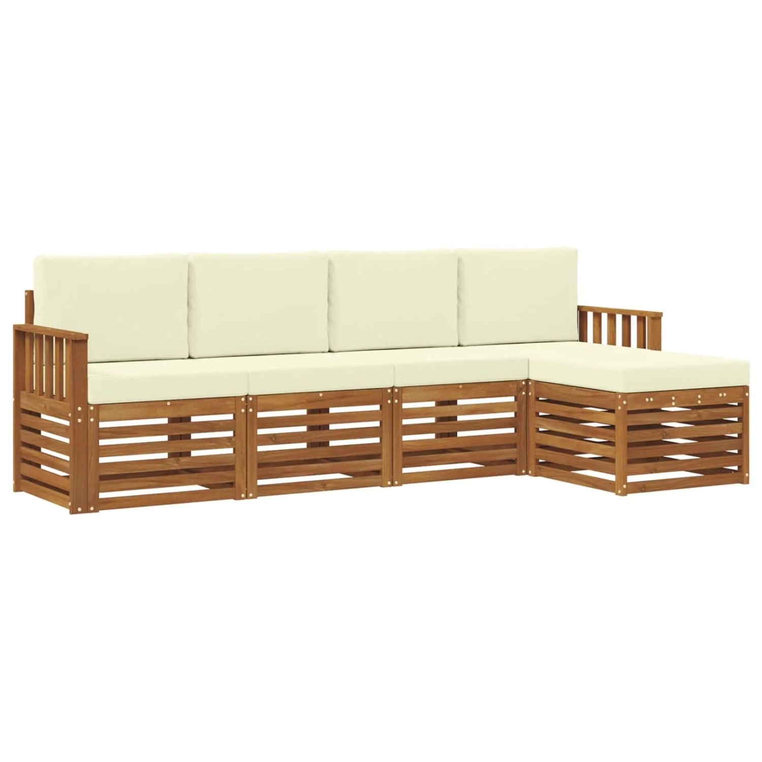 vidaXL Sofagarnituren 5 Tlg Natur und Creme Massivholz Akazie 3374640