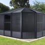 Sojag Pavillon Charleston 384x489 cm mit Stahl-Dach und Moskitonetzen.