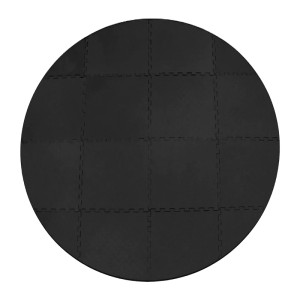 Runde schwarze Poolunterlage aus EVA-Schaumstoff. Rutschhemmende, isolierende Bodenschutzmatte, Ø 200 cm.