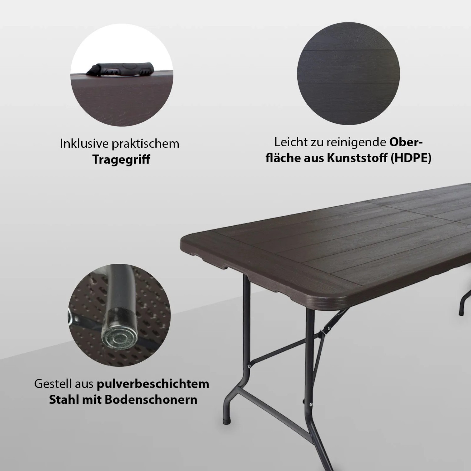 TRUTZHOLM Gartentisch klappbar 180 x 75 cm Holzoptik Kunststoff kaufen bei OBI