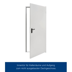 Weiße ZK-Tür mit Eckzarge, 875x1875x55 mm, DIN Rechts, Stahltür für den Innenbereich.