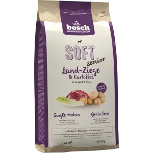 Bosch Hunde-Trockenfutter Soft Senior Ziege & Kartoffel, 1kg Packung. Getreidefrei, Single Protein für ältere Hunde.