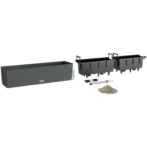 Lechuza Balconera Balkonkasten 79cm Granit Starter-Set mit Halterung und Pon Granulat.