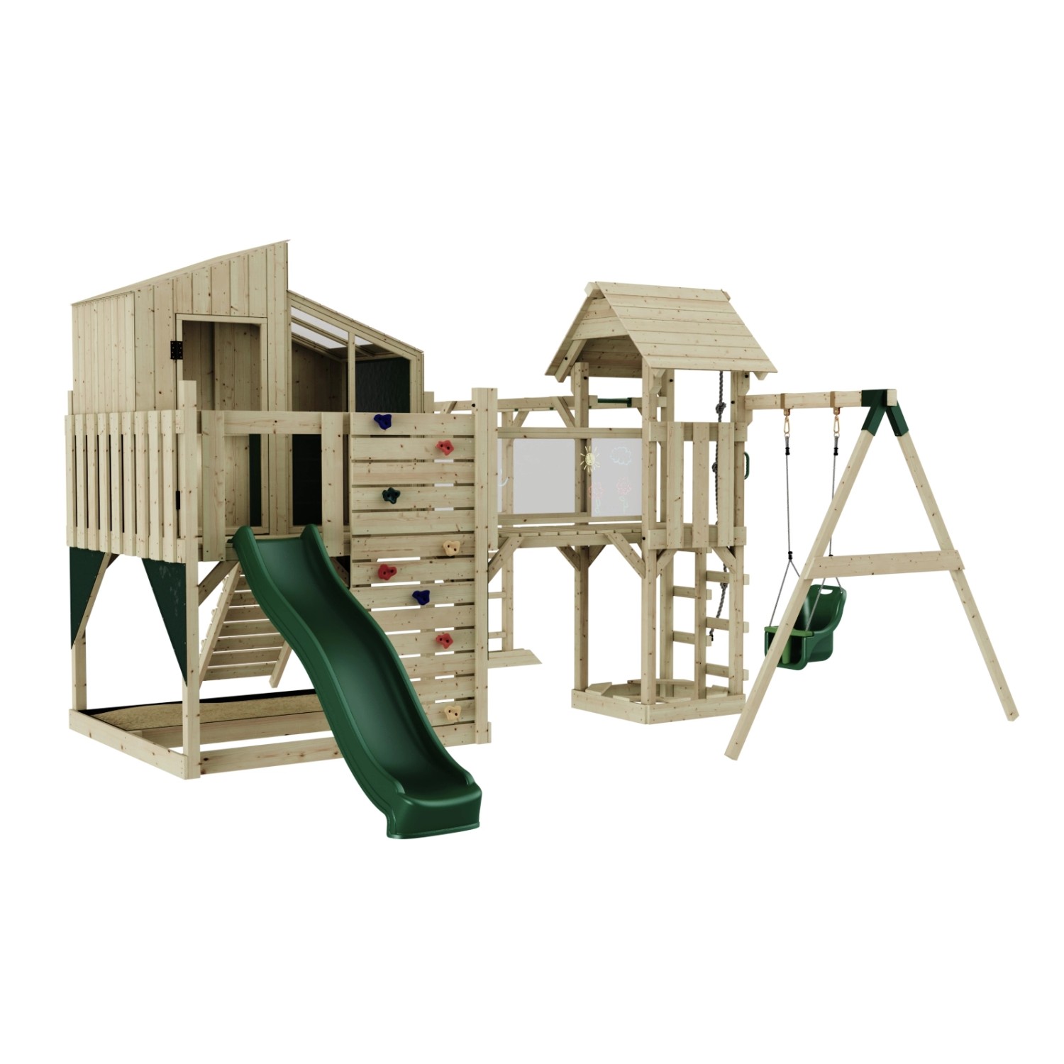 OutdoorToys Spielturm Liv mit Babyschaukel Dunkelgrün günstig online kaufen
