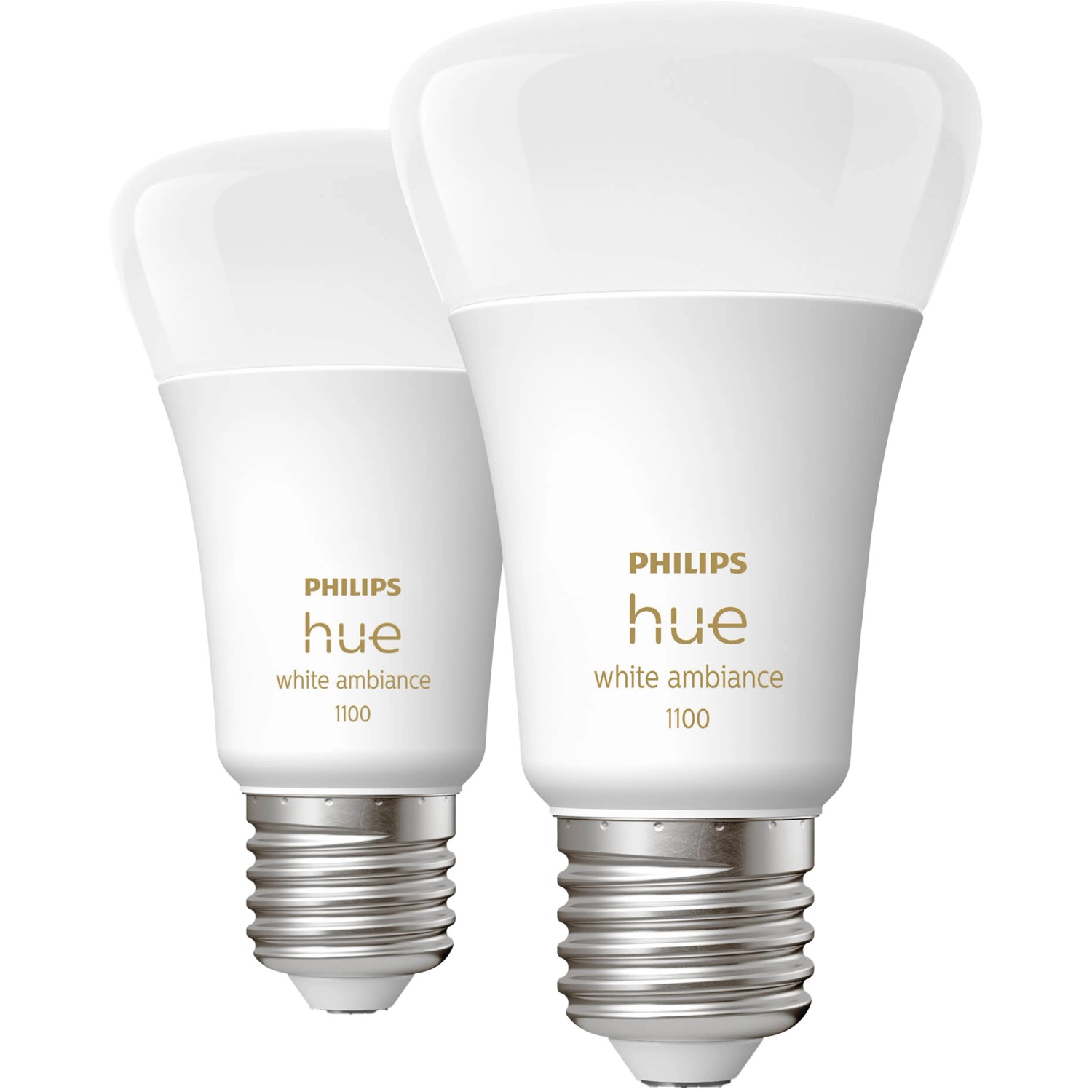 2er-Pack Philips Hue E27 LED-Lampen, White Ambiance, 1100 lm. Smarte Beleuchtung für Ihr Zuhause.