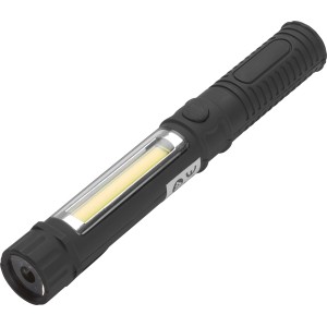 Schwarze 3W COB LED Stiftleuchte Smart Line mit Halteclip. Kompakte Taschenlampe für Werkstatt und Baustelle.