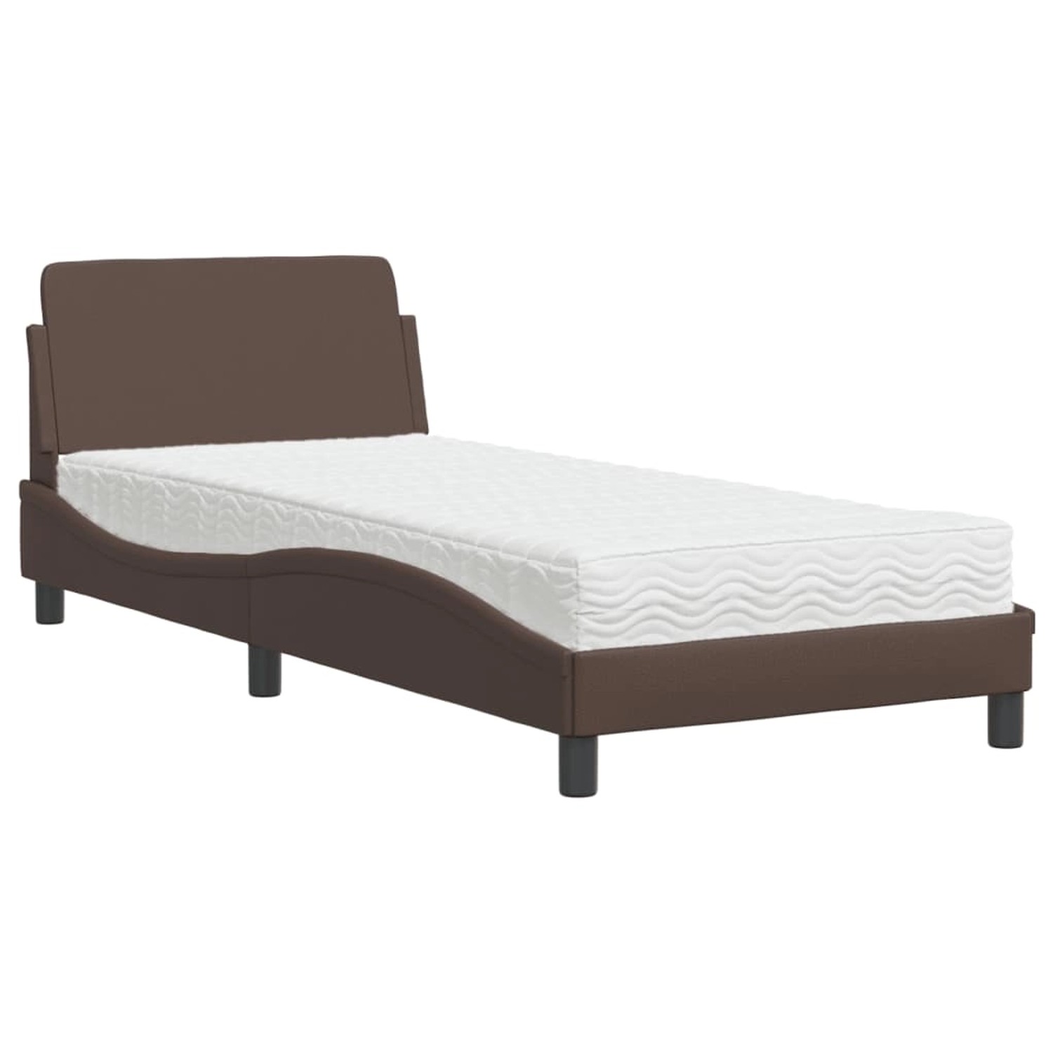 vidaXL Bett mit Matratze Braun 90x200 cm Kunstleder Modell 12008399 günstig online kaufen