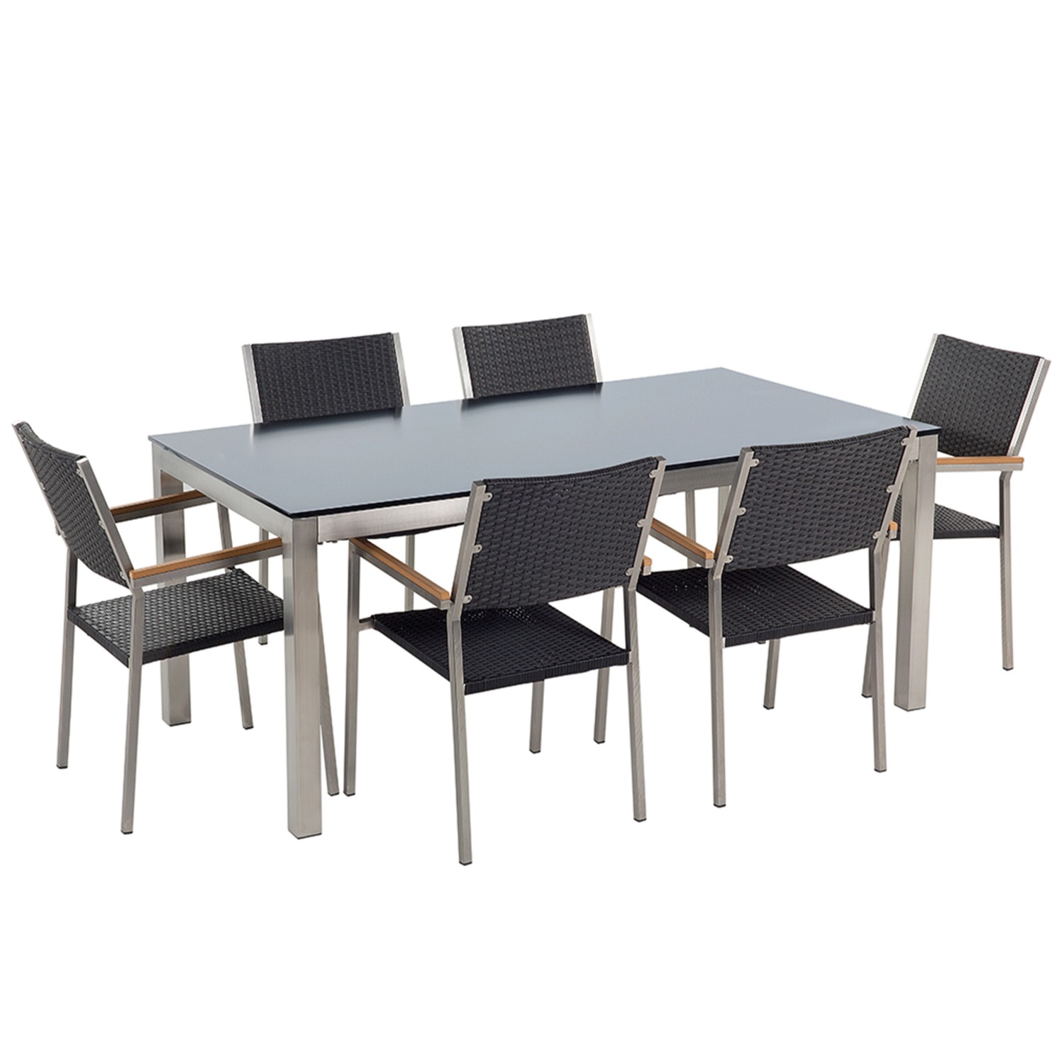 Beliani Gartentisch Set Schwarz Silber 90x180x76 günstig online kaufen