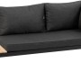 Greemotion Lounge-Set Rio, 3-teilig, Aluminium schwarz mit Holzablage und grauen Kissen.