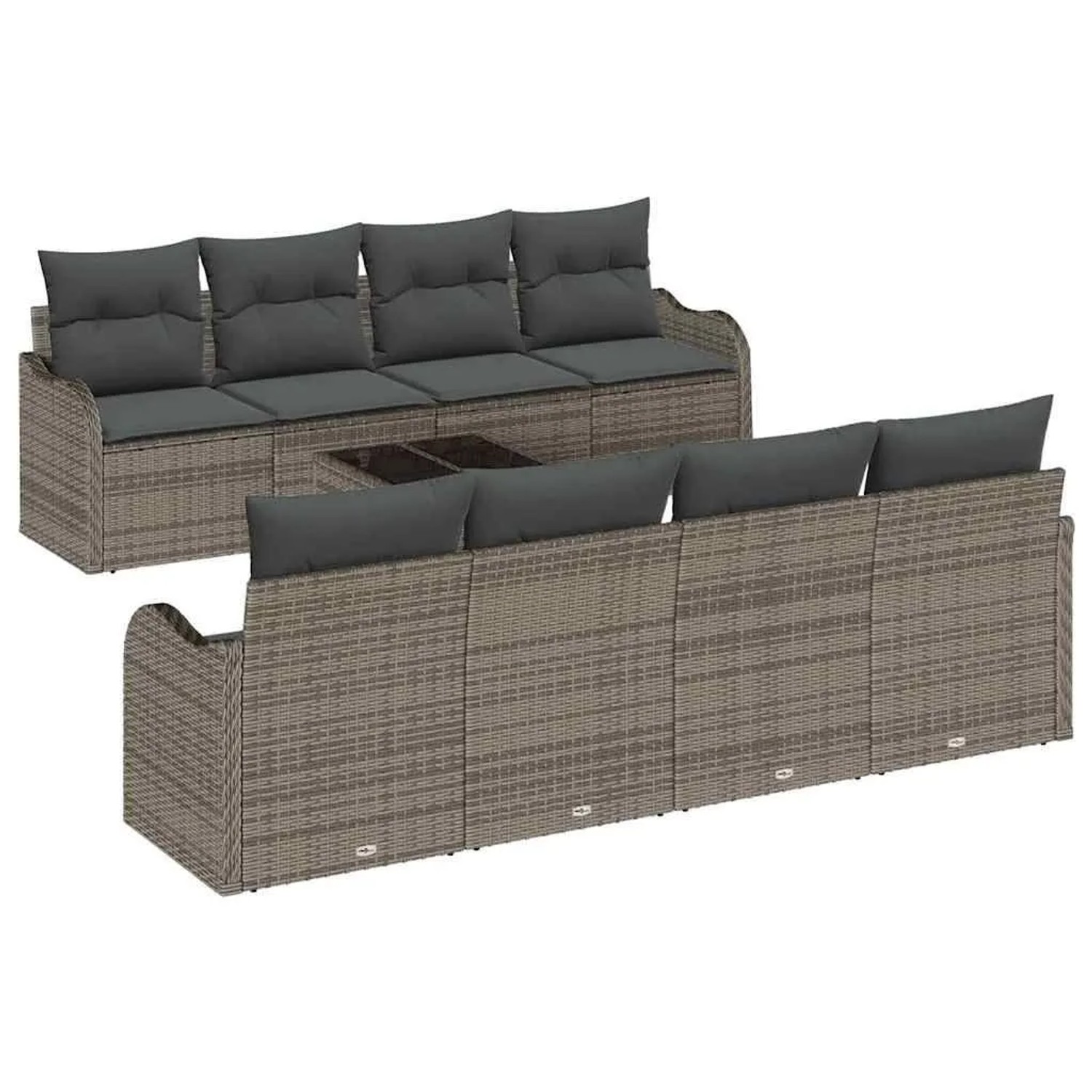 vidaXL Gartensofa-set Grau 55 x 55 x 37 cm Poly-Rattan 3345629 günstig online kaufen