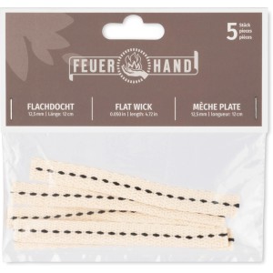 Feuerhand Flachdocht 5er-Pack: Baumwolldochte für Sturmlaterne, Grillutensil.