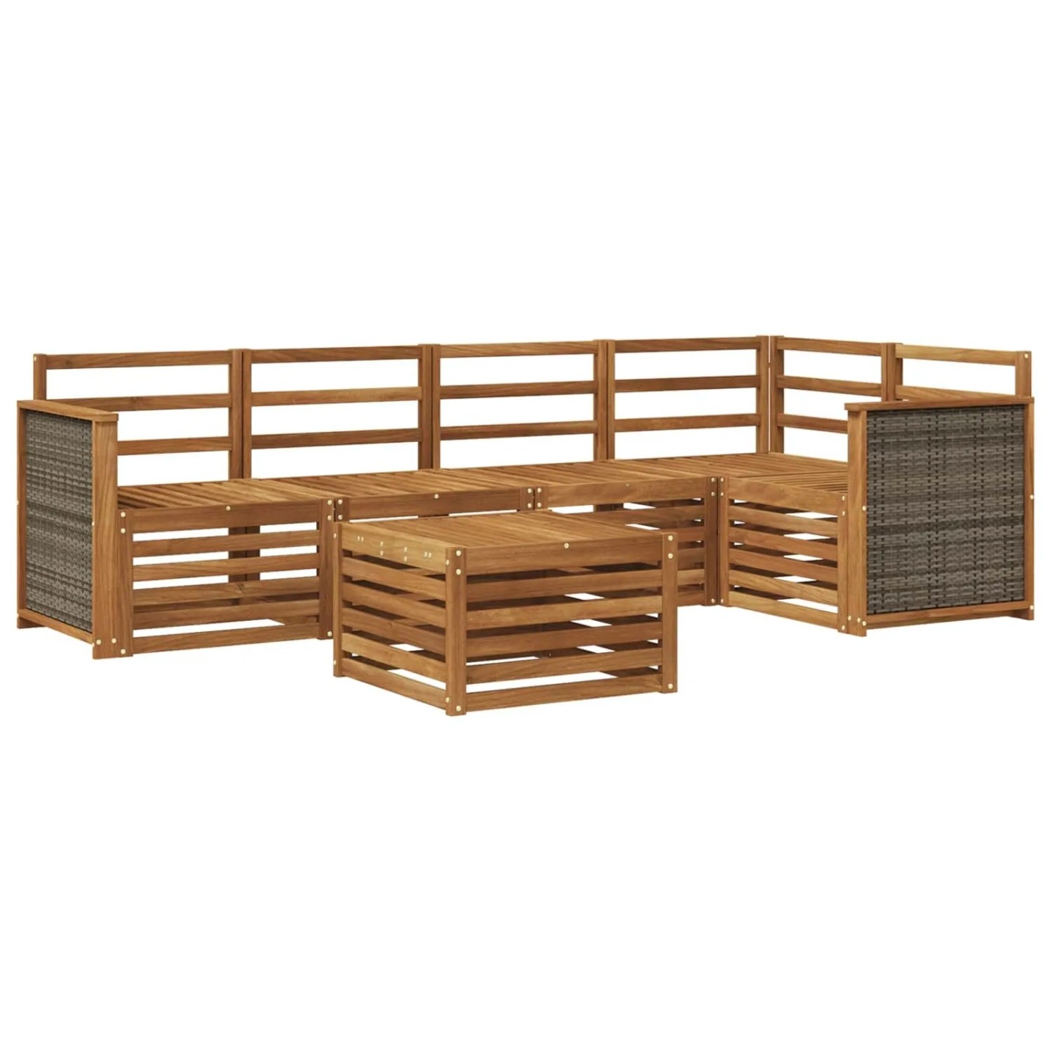 vidaXL Ecksofa Set 5 Stk Natur Massivholz Akazie 3384375